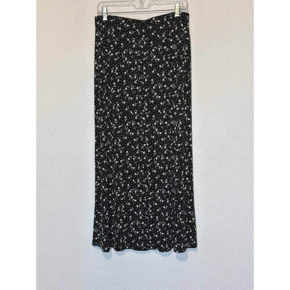 Briggs New York Black Floral Maxi Skirt